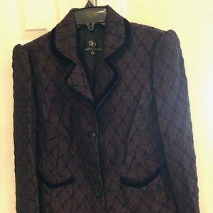 NEW taffeta wine & black velvet evening jacket